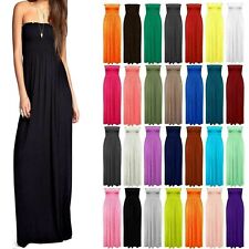 Womens Ladies Sheering Boobtube Bandeau Long Summer Strapless Maxi Dress 