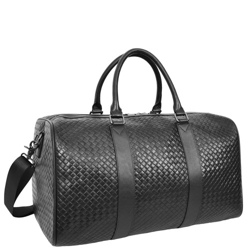 Genuine black leather holdall - genuine,