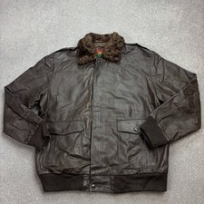 Leather Flying Jacket Adult X Large Brown Aviator Bomber Military Flight Men*