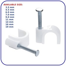 Cable Clips Round White Pipe