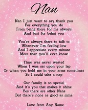 Personalised Nan Poem Keepsake