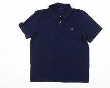 GANT Men's Blue 2XL Regular Fit Cotton Short Sleeve Polo Shirt