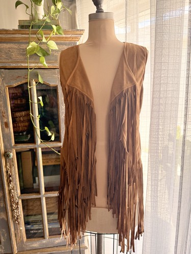 Boho fringe vest - faux, suede