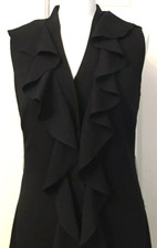 M&S PER UNA SPEZIALE CREPE FRILL DRESS  size 10 ~   BLACK  ~  PRP £75 ~ T622999H