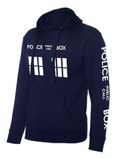 Inspired Doctor Police Box Who Hoodie Dr in Adult size Hooded Top - Navy Blue