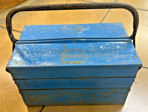 Vintage blue metal five drawer - vintage,