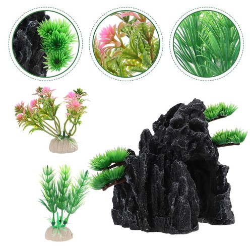 Resin reptile hideout black - resin,