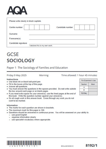 Aqa gcse sociology 2025 all - aqa,