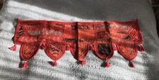 Indian Tasseled Red Toran, Tapestry Door Wall Hanging
