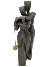 Friendship Figurine Togetherness Cubist Couple Bronze Effect 8.5" Birthday Gift