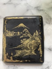 Vintage Japanese Komai Damascene Style, Gold Cigarette Case