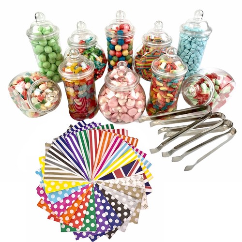 Small plastic sweet jars - 10,