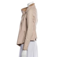 AllSaints Pink Leather Waterfall Jacket