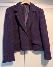 LAURA ASHLEY UK 18 Wool Tweed Jacket. Dark Purple with Multicoloured Flecks.