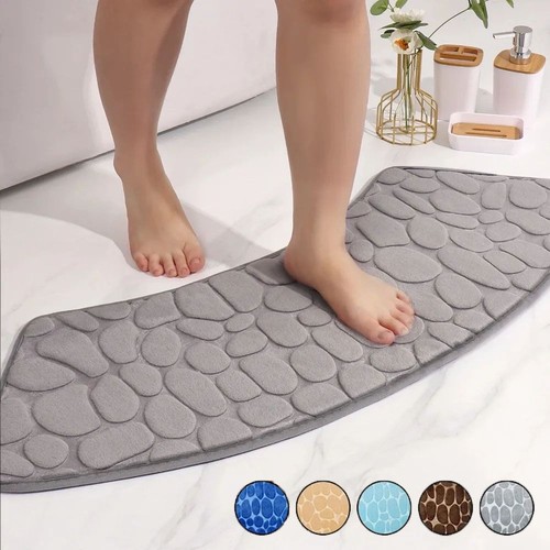 Curved bathroom floor mat - curved,