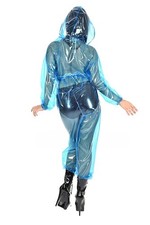 PVC Full Suit Rain Suit Rubber Size M-2XL Blue Clear