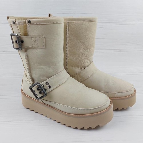 Women ugg biker boots - biker, white