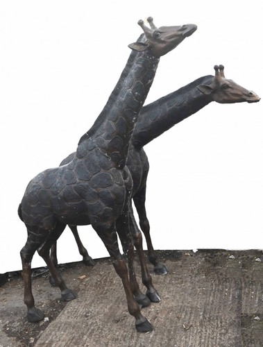 Pair large bronze - bronze, giraffe
