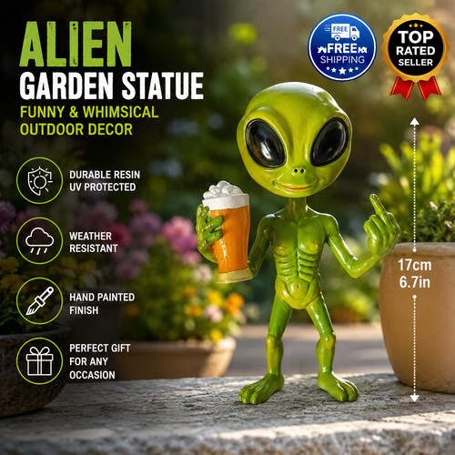 Alien garden statue - statue, resin