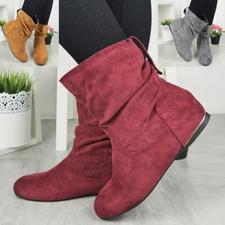 Pixie Ankle Boots Hidden Wedge Shoes Pull Ons Rouched Womens Heels Sizes