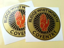 RUDGE WHITWORTH Gold Vintage Classic Car Helmet Motorcycle Stickers 2 off 80mm