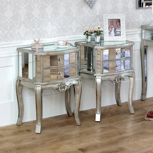 Pair mirrored venetian bedside - pair,