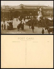 HULL Vintage Motor Car, Railway Paragon Station & Square Old Real Photo Postcard