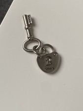 Fossil Silver Heart Lock & Key Charm Keyring – Logo Engraved