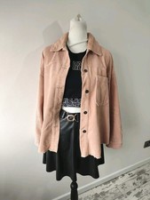 Zara Ladies pink shacket jacket size M 10 long sleeve Corduroy Oversized 