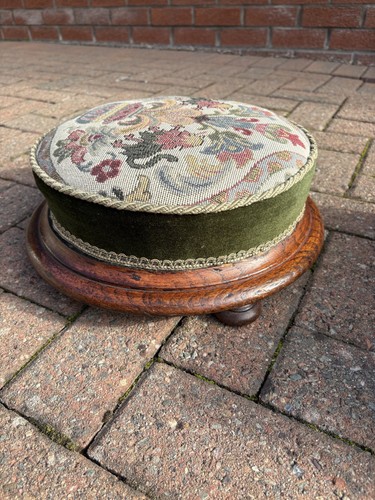 Circular victorian footstool - victorian,