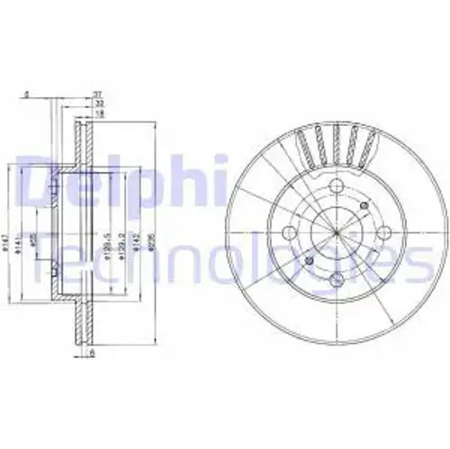 Brake disc vented bg3519 - brake,