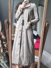 UNIQUE Long Maxi Linen Blend paisley Boho Embroidered Coat Jacket beige 8 10