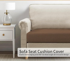 2 Seater Stretch Sofa Cushion Cover 1Pc Stylish Jacquard Spandex Slipcover Brown