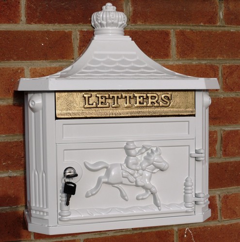 Aluminium wall post box white - box,