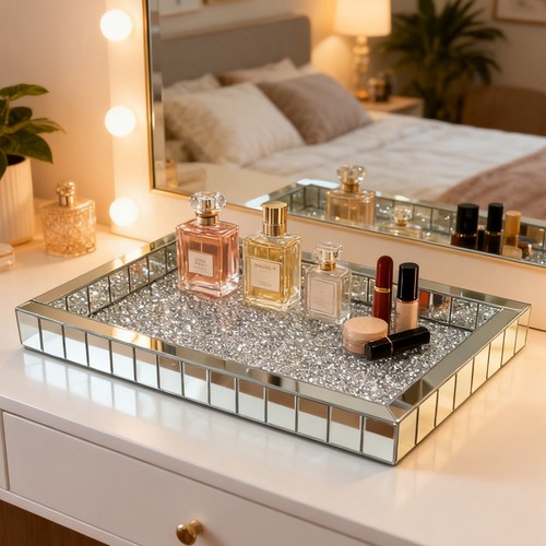 Glass vanity tray with crushed - vanity,