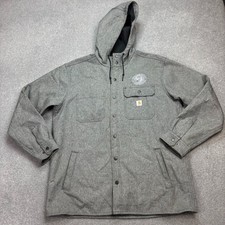 Carhartt Jacket Adult Large Grey Rain Defender Fleece Lined Work Hood Coat Men