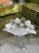 Crystal Industries Toscana Pattern Clear Frosted Glass Banana Boat Fruit Bowl