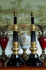 Gorgeous Ecclesiastical Altar Antique/Vintage Heavy Lamps + Lampshades.