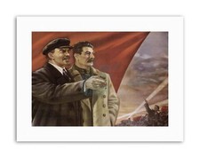 Stalin Lenin Communism Red Flag Soviet USSR October Canvas Art Print