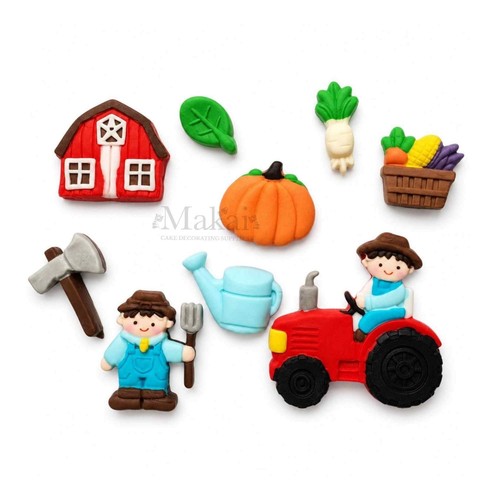 Farm fondant cake decorations - fondant,