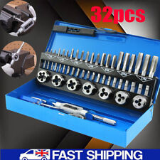 32pcs Metric Tap and Die Set Wrench Cut M3-M12 Hand Threading Tool Steel w/Case