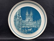 PRAHA/PRAGUE, SALT GLAZED STONEWARE, 3D RELIEF MOULDED 10.5'' WALL HANGING PLATE