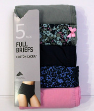 Ex M & S Ladies 5 Pack Cotton Lycra Full Briefs Knickers Underwear Size 10 to 24