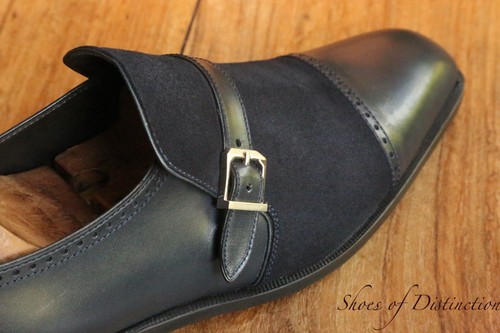 Stemar blue leather suede monk - blue,
