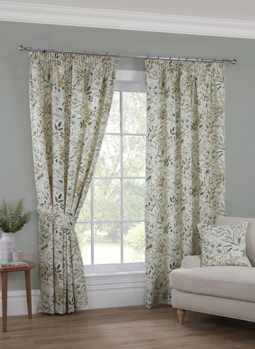 Floral pencil pleat curtains - pencil,