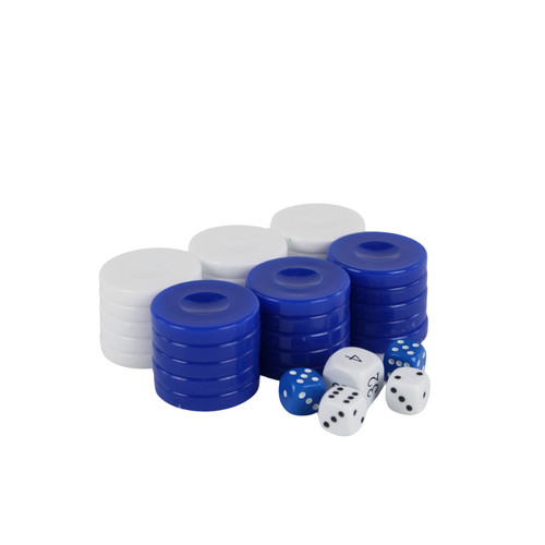 Acrylic blue backgammon pieces - backgammon,