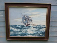 LARGE MONTAGUE DAWSON FRAMED PRINT VINTAGE DAWN CHASE NAUTICAL SHIP SEASCAPE