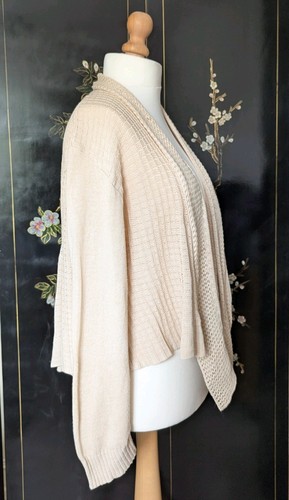 Beige knit cardigan - cardigan, –