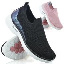 Ladies Womens Slip On Running