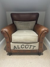 Classic Brown Leather and Fabric Armchair (3111)